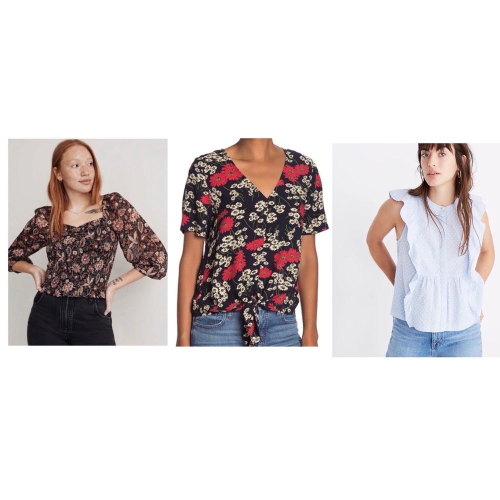 Madewell BUNDLE OF 3 floral tops blue and black XXS